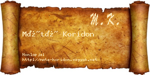 Máté Koridon névjegykártya